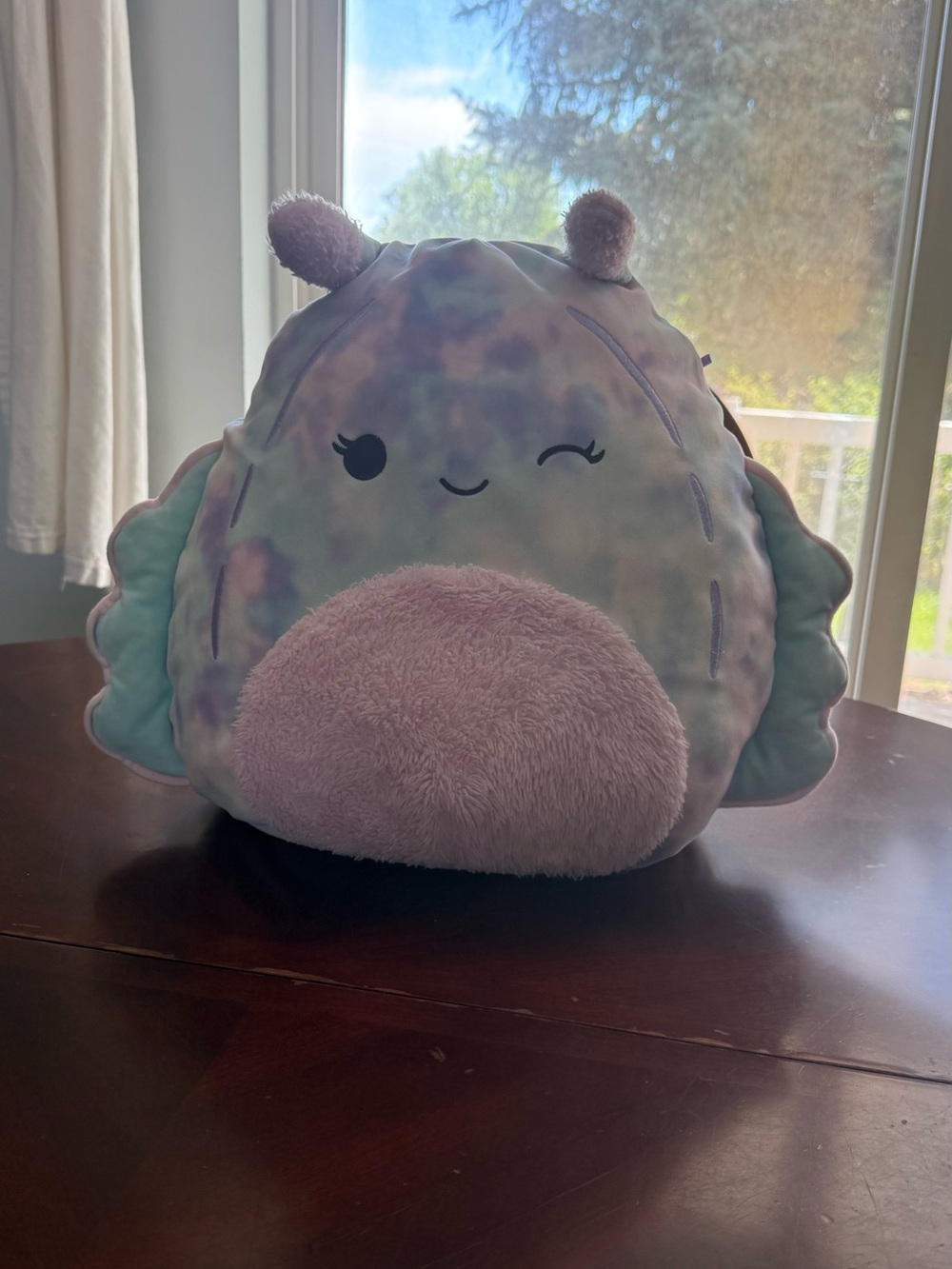 Plush Winking Sea Creature Pillow - Pastel Tie-Dye